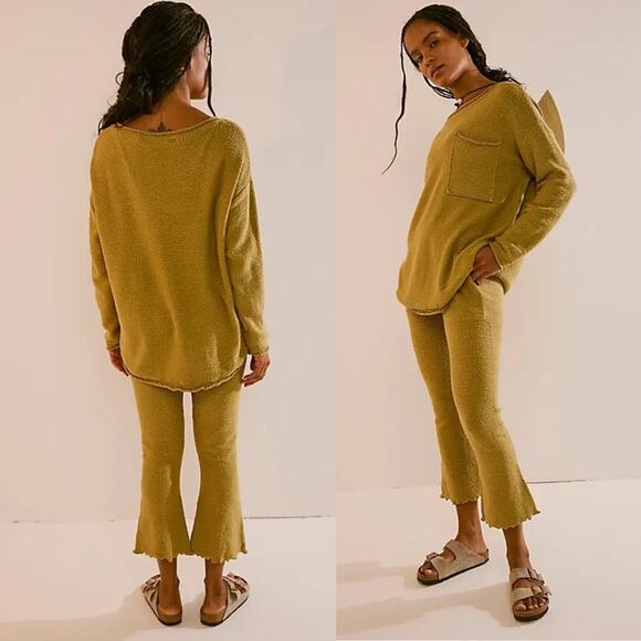 NEW Free People Karina Sweater Set Crushed Rosemary Boho Comfy Lounge Sz Small